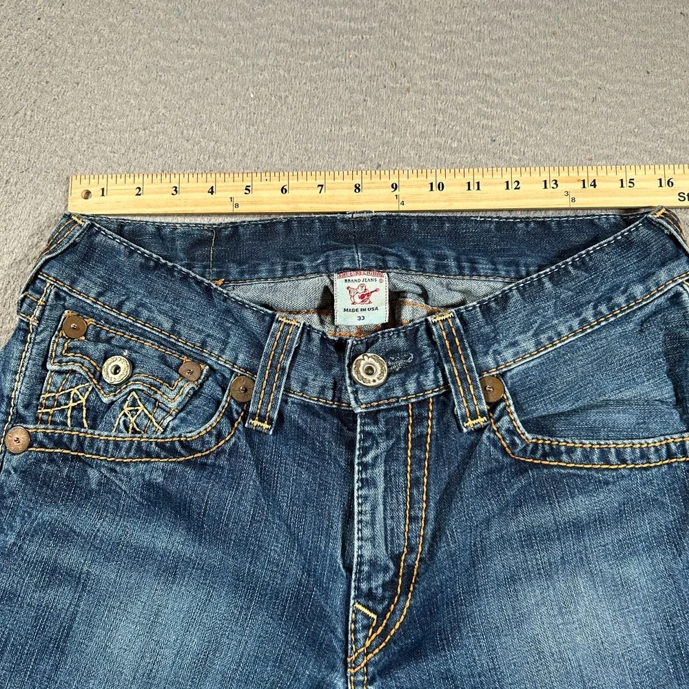 True Religion Jeans Men 34‎ (32x30) Custom Patchwork Straight Leg Billy Big T